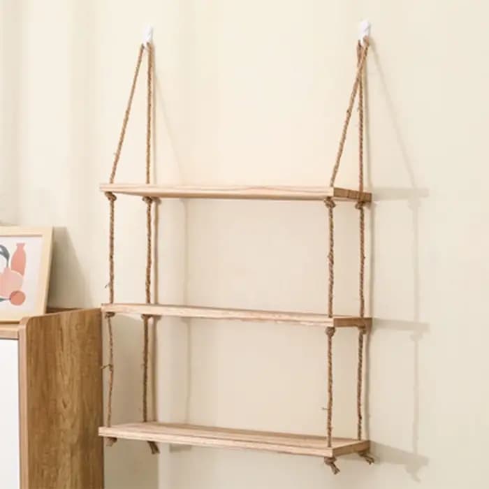 Étagères flottantes en bois pour plantes murales, fleur, balançoire en bois, corde suspendue, rangement, décor de salon de maison, 1/2/3 niveaux