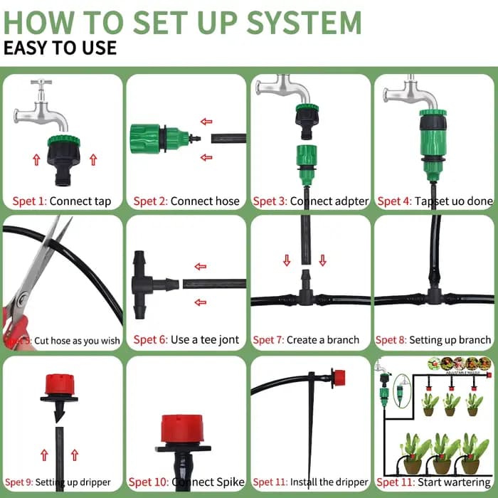 Micro système d'irrigation goutte-à-goutte Portable 20M, arrosage automatique avec goutteurs réglabl