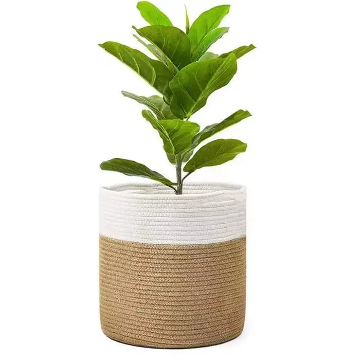 Panier à plantes en corde de coton épissé en Jute