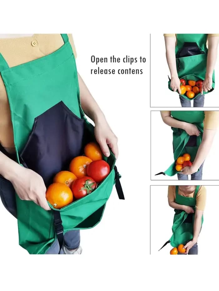 Tablier de jardinage d'extérieur avec grande poche – Sac de cueillette à dégagement rapide