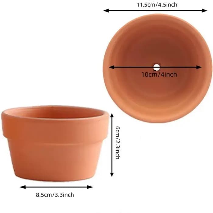 Pots de fleurs en terre cuite 4.5 "x 2.3", 4 pièces, jardinière en argile et poterie avec trou de Dr