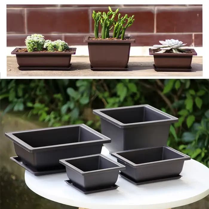 Pots de fleurs rectangulaires carrés en plastique