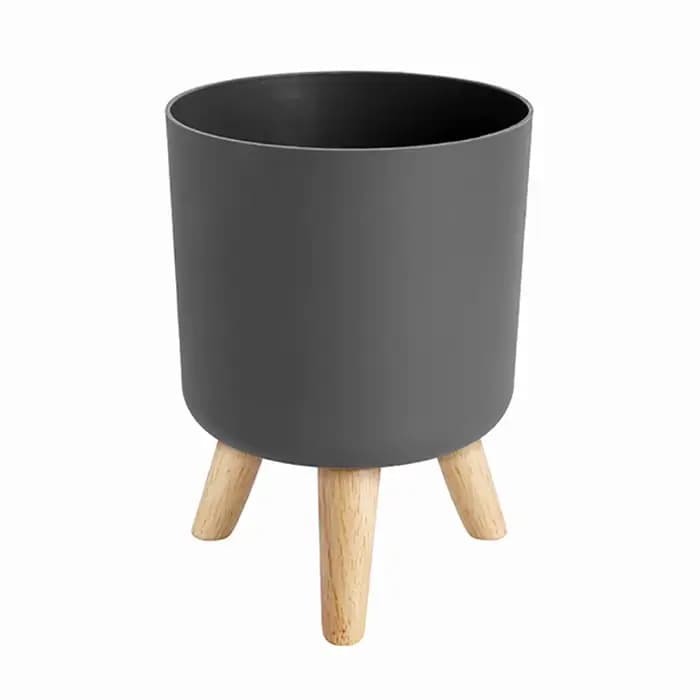 Pots de plantes modernes avec support de pieds en bois