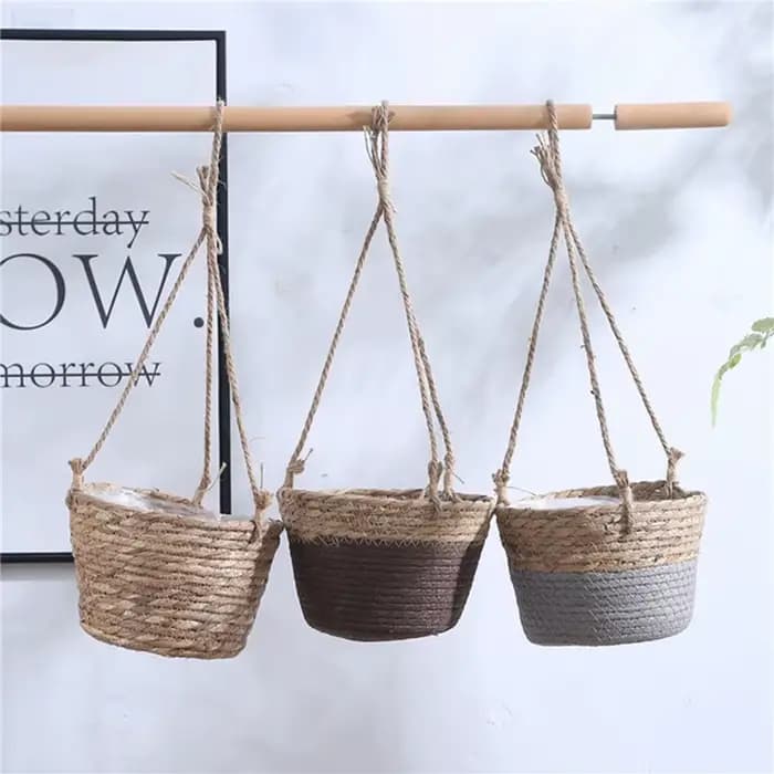Jardinière suspendue en macramé, panier de rangement pour plantes, corde de Jute tissée, support de