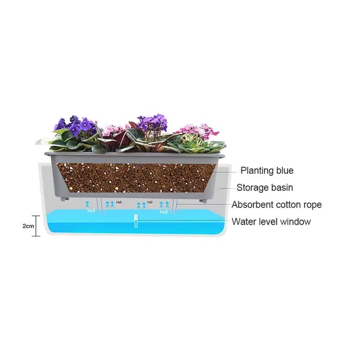 Pots de jardinière à arrosage automatique avec indicateur de niveau d'eau pratique