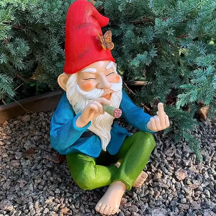 Statue de Gnome de jardin en résine, Figurine de fumer, doigt du milieu, étagère de bureau, décorati