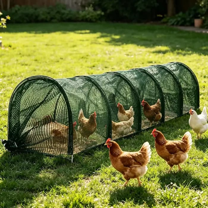 Serre tunnel de jardin portable pour poulets, avec structure en maille pare-soleil, accessoires de jardin pour plantes et légumes d'extérieur