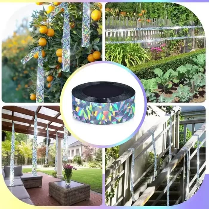 Ruban Réfléchissant Anti-Oiseaux, Bande Laser Anti-Oiseaux Double Face, Rubans Répulsifs pour Jardin