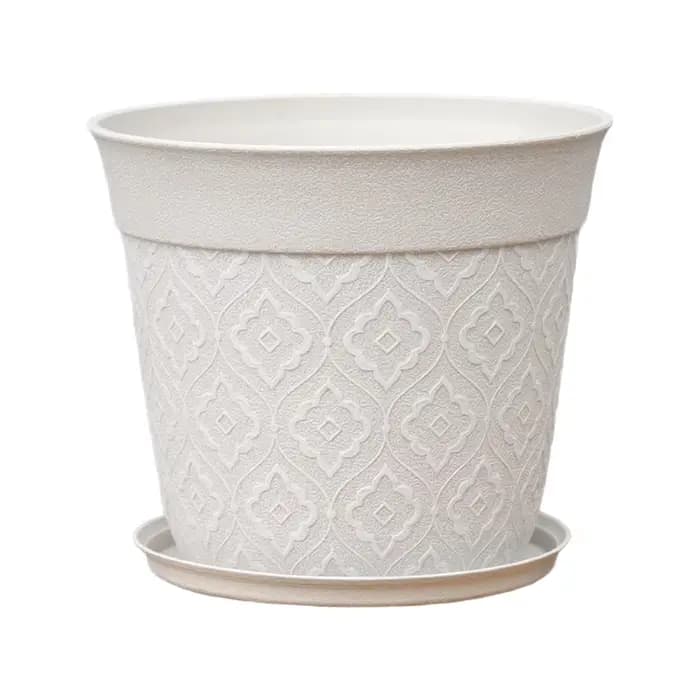 Pot de fleurs en plastique de 8 pouces avec trous de drainage et soucoupe, pot de plantes pour succu