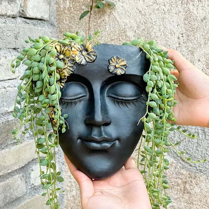 Pot de fleurs mural créatif en forme de visage, décoration murale artistique, idéal pour l'agencemen