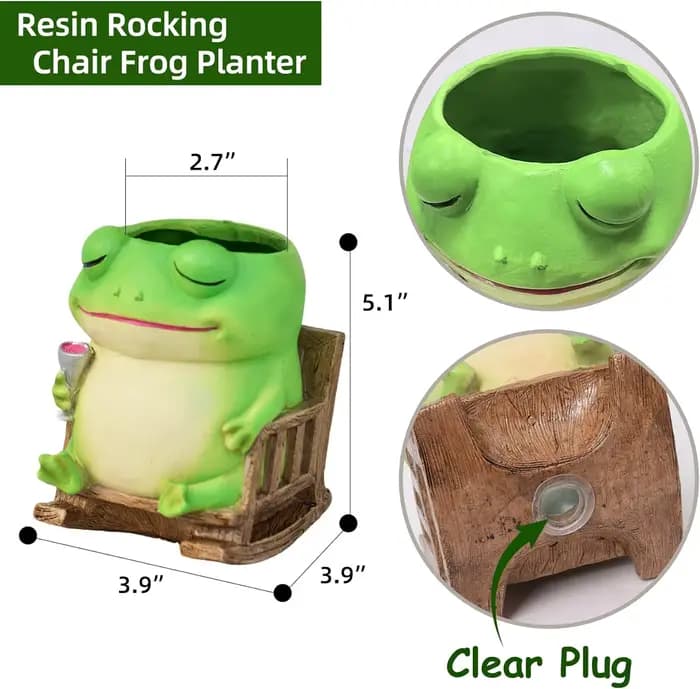 Pot de fleurs créatif en résine en forme de grenouille mignonne