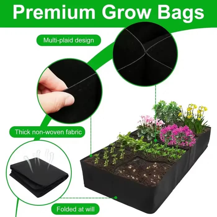 Sac de plantation de jardin à 4/8 grilles, sac de culture en feutre multi-gaine, Pot de plantation rectangulaire pour pépinière, légumes, tomates, pommes de terre, Contai