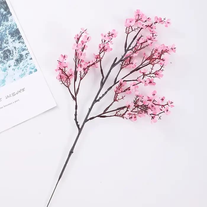 Nouvelles fleurs artificielles de cerisier rose longues en soie