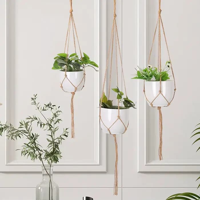 Corde tressée en macramé bricolage, conflicbasket, pot de fleur, paille, filet, cintre, support de jardin, artisanat, plante, accessoires de décoration de balcon
