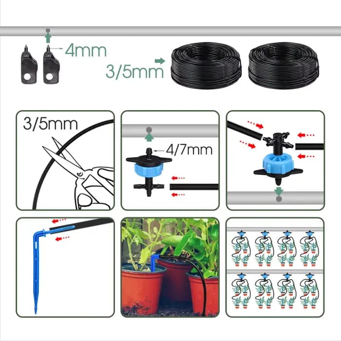 MUCIAKIE 100-10M 4/2 voies 8L goutte à goutte flèche émetteur d'irrigation système d'arrosage goutte
