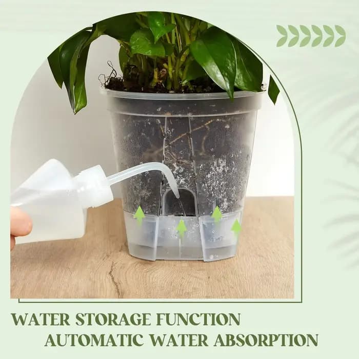 Pot de fleurs Transparent auto-arrosage avec réservoir