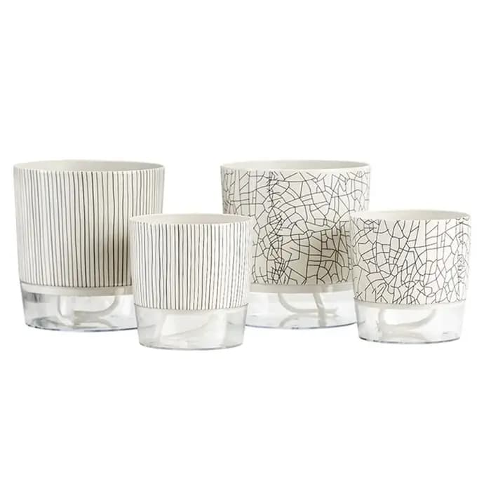 Pot de plantes transparent auto-arrosant, plantes vertes, décoration de bonsaï pour la maison, pot à fleurs paresseux avec réservoir d'eau, fournitures de jardinage