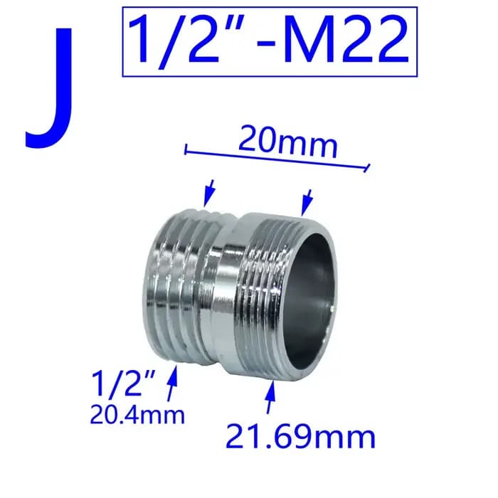 Connecteur de filetage en laiton 1/2 "M16 M17 M18 M19 M20 M22 M24 M28 M32, mâle femelle pour barbote