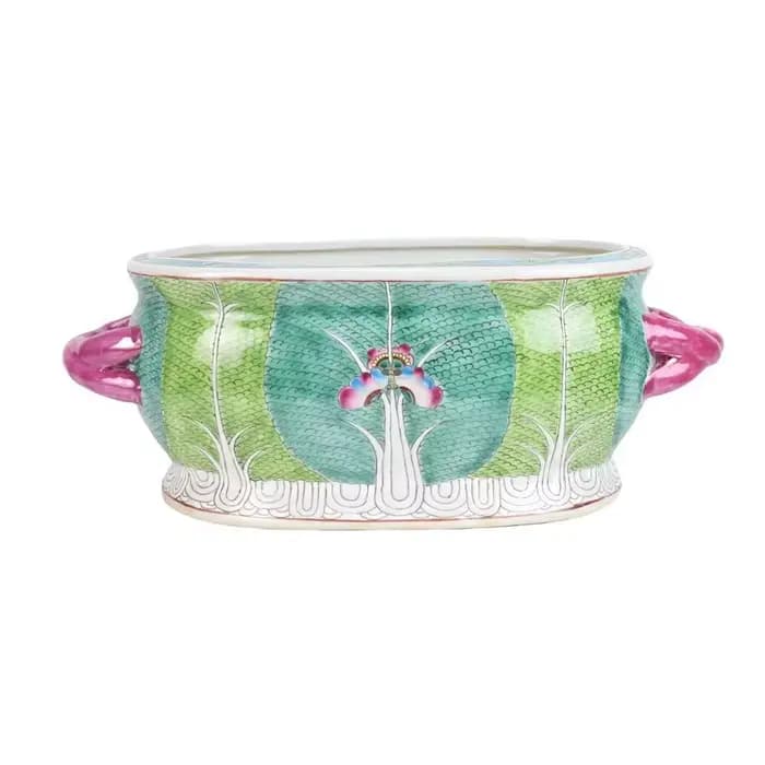 Pot à fleurs ovale en porcelaine chinoise antique
