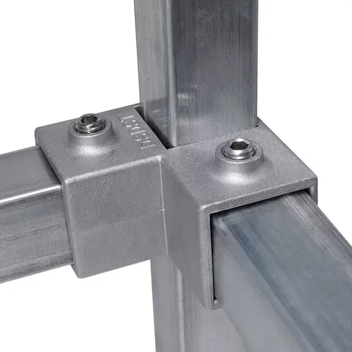 Pièce de raccordement de tube carré en alliage d'aluminium, coude à trois voies, partenaires de tuya