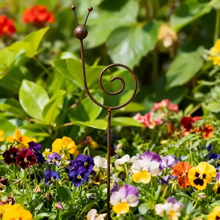 Piquet de jardin rustique en métal en forme d'escargot