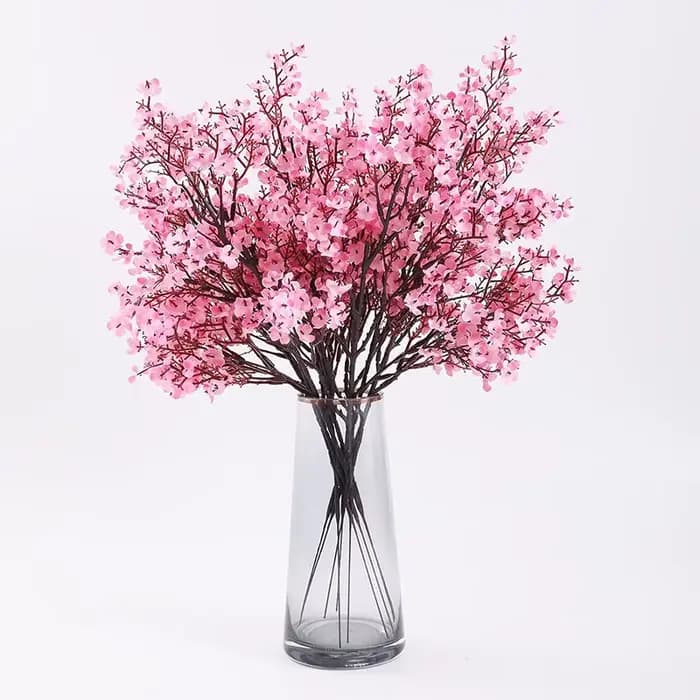 Nouvelles fleurs artificielles de cerisier rose longues en soie