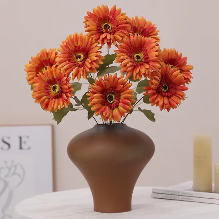 Bouquet de fleurs artificielles Gerbera Orange