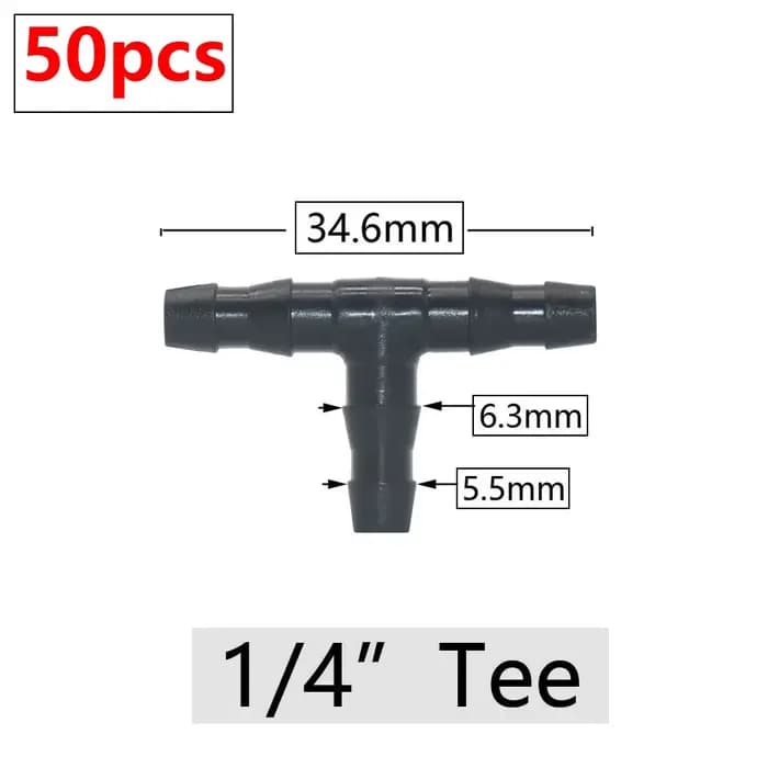 Connecteurs de tuyaux d'arrosage 1/81/4 ", coude en T barbelé, prise d'extrémité transversale, systè