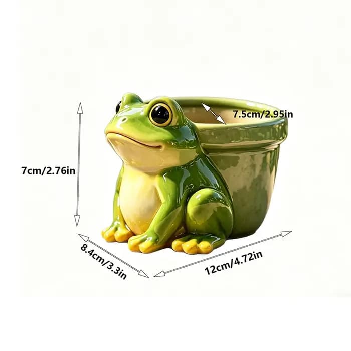 Pot de fleurs créatif en résine en forme de grenouille mignonne