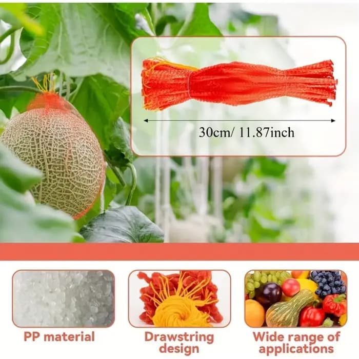 Filet de jardinage robuste en plastique (20/50/100 pièces) pour melons et pastèques, hamac de plantation verticale avec sangles