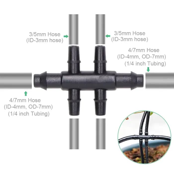 Connecteur de tuyau d'arrosage goutte-à-goutte, accessoires d'arrosage de jardin, tuyau de 4/7mm à 3