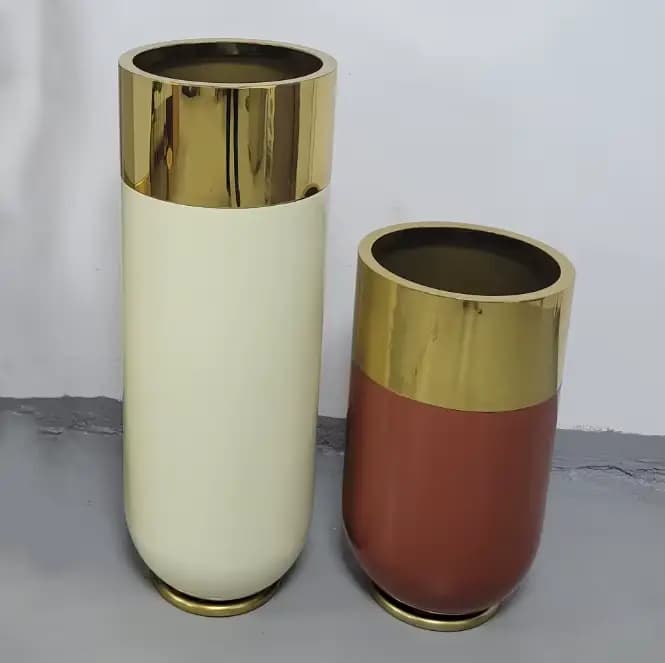 Grands Pots de jardinières de luxe modernes en or de 11 pouces