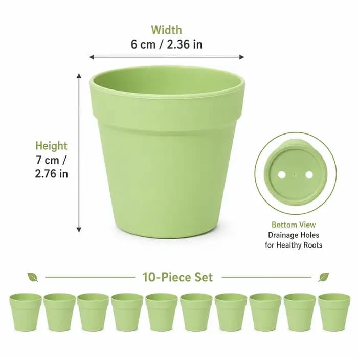10 pots de fleurs miniatures ronds en plastique pour plantes succulentes