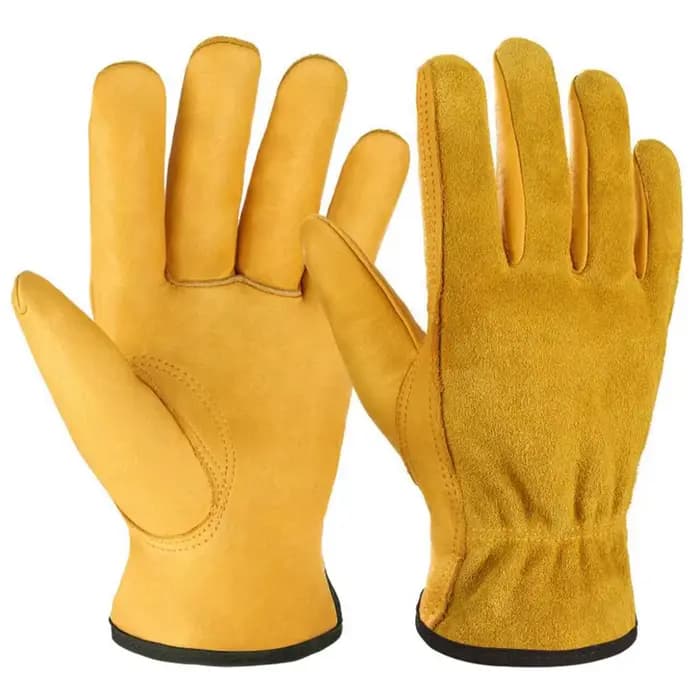 Gants de travail en cuir avec poignet élastique, gants de protection pour le jardinage, la ferme, l'