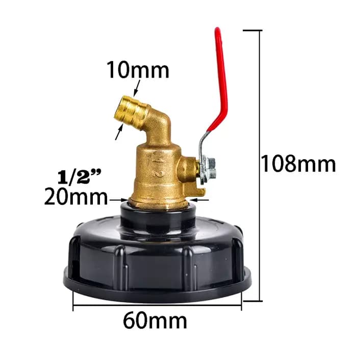 Adaptateur de robinet en laiton pour réservoir IBC, filetage S60X6, tuyau d'arrosage de 10mm, raccor