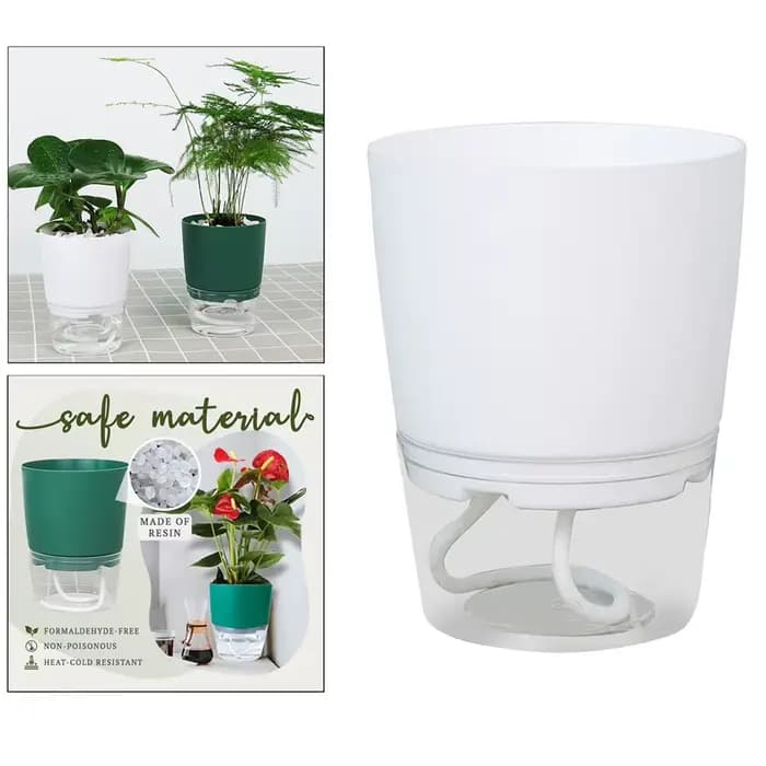 Pot de fleur hydroponique paresseux, Absorbant d'eau automatique, Transparent, Double couche, résine