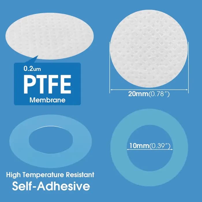 Autocollant adhésif de filtre synthétique ID-20mm, 48 pièces/pièce, PTFE 0,2 um, Membrane imperméabl