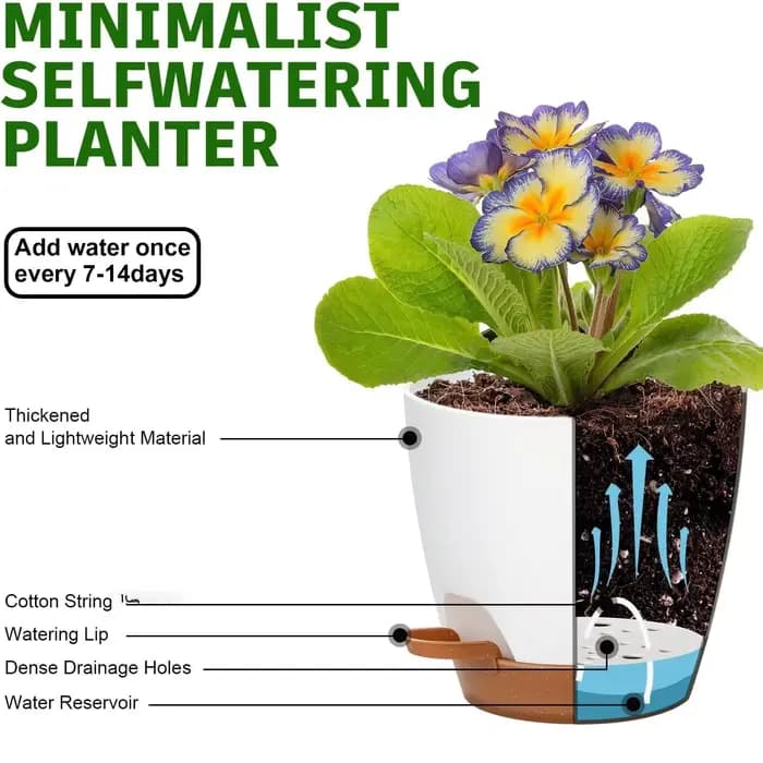 Pot de fleurs décoratif d'intérieur avec trou de drainage
