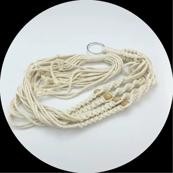 Boho coton corde cintre Pot de fleur fait à la main 4 pieds plante