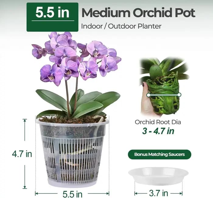 Pot à orchidées respirant avec fentes de ventilation, accessoires de jardinage pour le contrôle des racines, idéal pour les Phalaenopsis, les plantes feuillues et les succulentes
