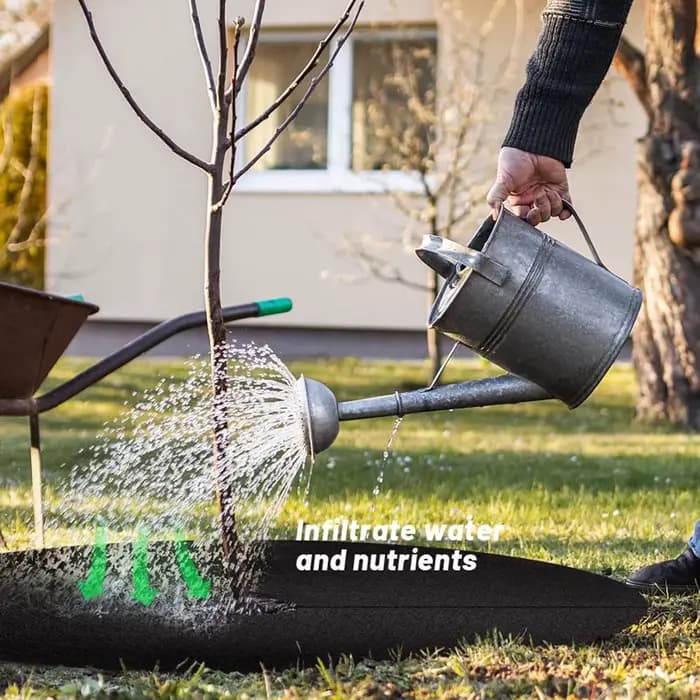 Tapis de paillage non tissé robuste et réutilisable pour arbres