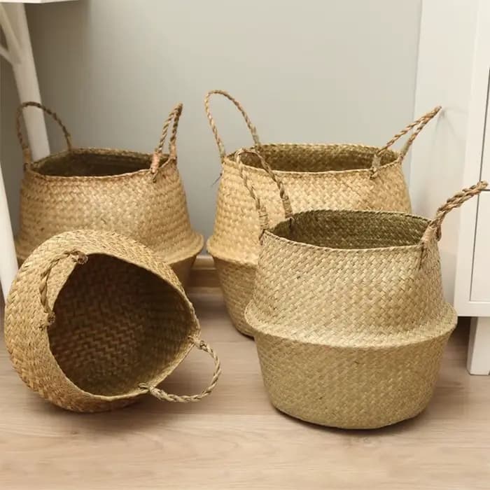 Panier à plantes avec poignées, panier en osier, Pot de rangement, Pot de fleur suspendu en rotin, décoration de maison pour le linge