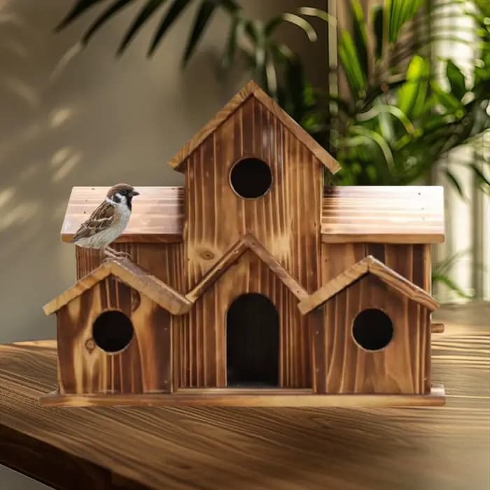 Nichoir en bois rustique grand format à plusieurs trous