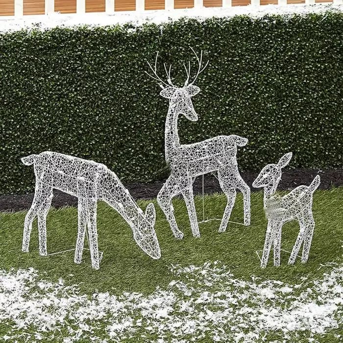Lumières de pelouse de cerf blanc debout éclairées résistantes aux intempéries