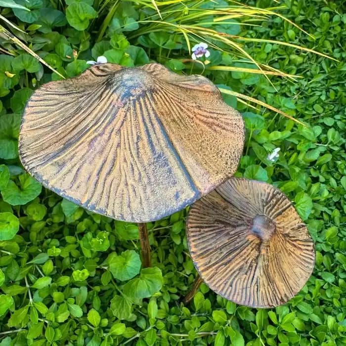 Ensemble de décoration de jardin champignon rouillé rétro en métal, plaque champignon rouillé pour e