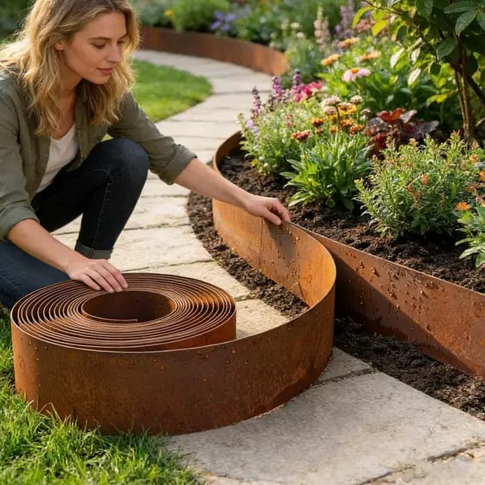 Bordure de jardin en acier résistant aux intempéries, découpable, pour pelouse, aménagement paysager, serre intérieure, cour et patio