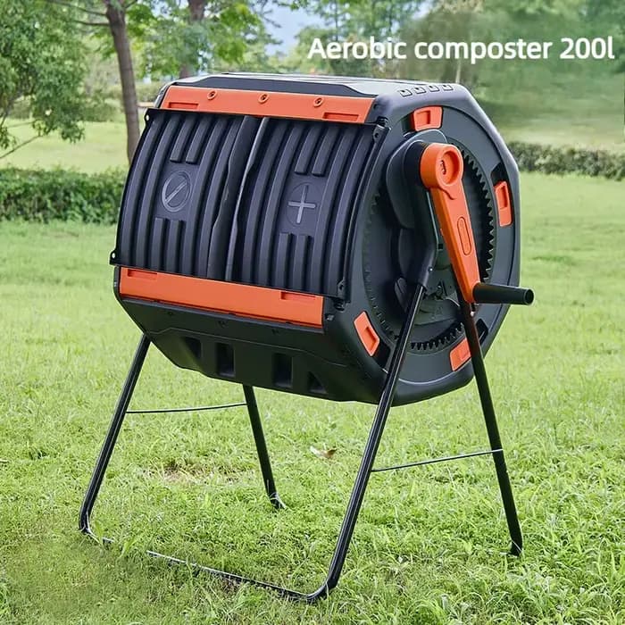 Composteur à bascule grande capacité pour déchets de jardin et de cuisine, bac de fermentation aérobie anti-corrosion pour extérieur