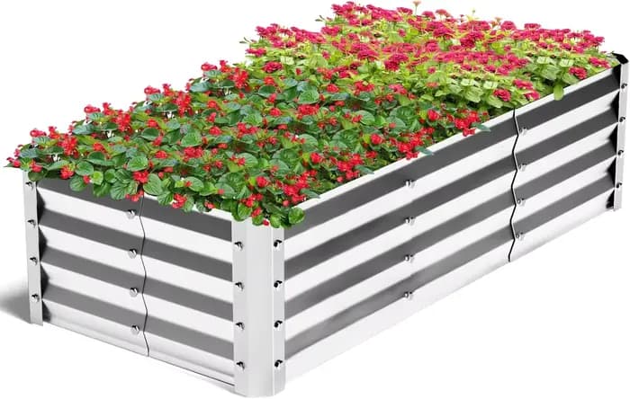 Kit de jardinière en acier galvanisé 4x2x1 pieds, grande jardinière sans fond pour jardinage et plan