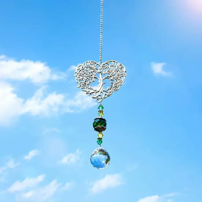 Attrape-soleil en cristal, pendentif arbre de vie, décorations de fenêtre de jardin de maison, tentu