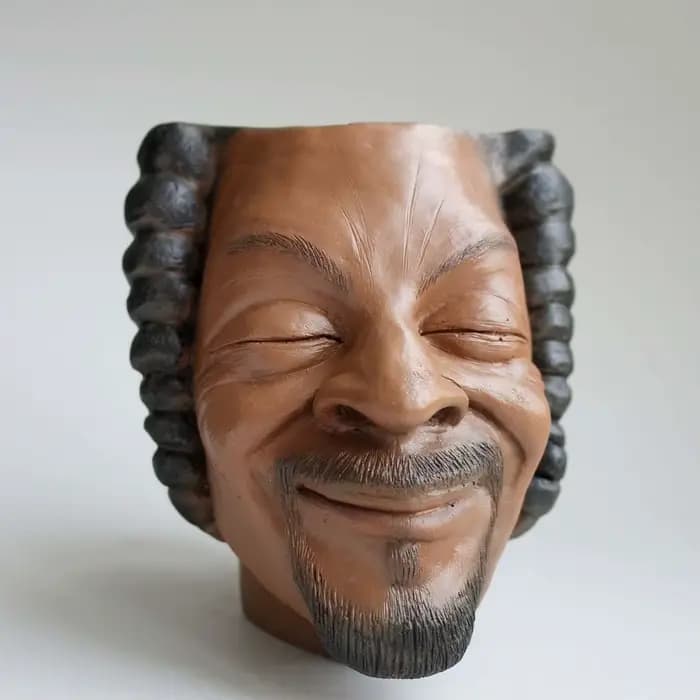 Rappeur Snoop Dogg Pot de fleur visage humain Vase homme sourire humain visage planteur Pot stylo po